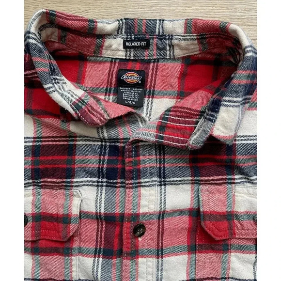 Dickies Men's Plaid Long Sleeve Button Down Flannel Shirt Relaxed Fit Sz L - Picture 4 of 8